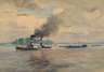 Richard Eschke, Flusslandschaft mit Raddampfer