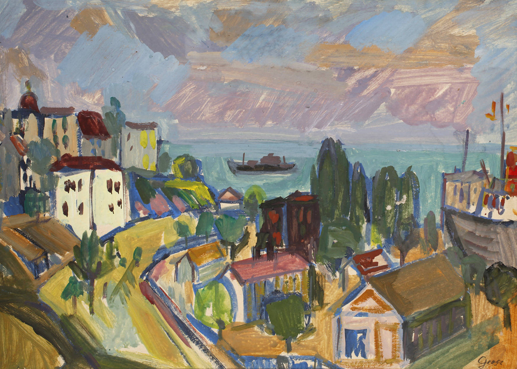 Südländische Stadt am Meer