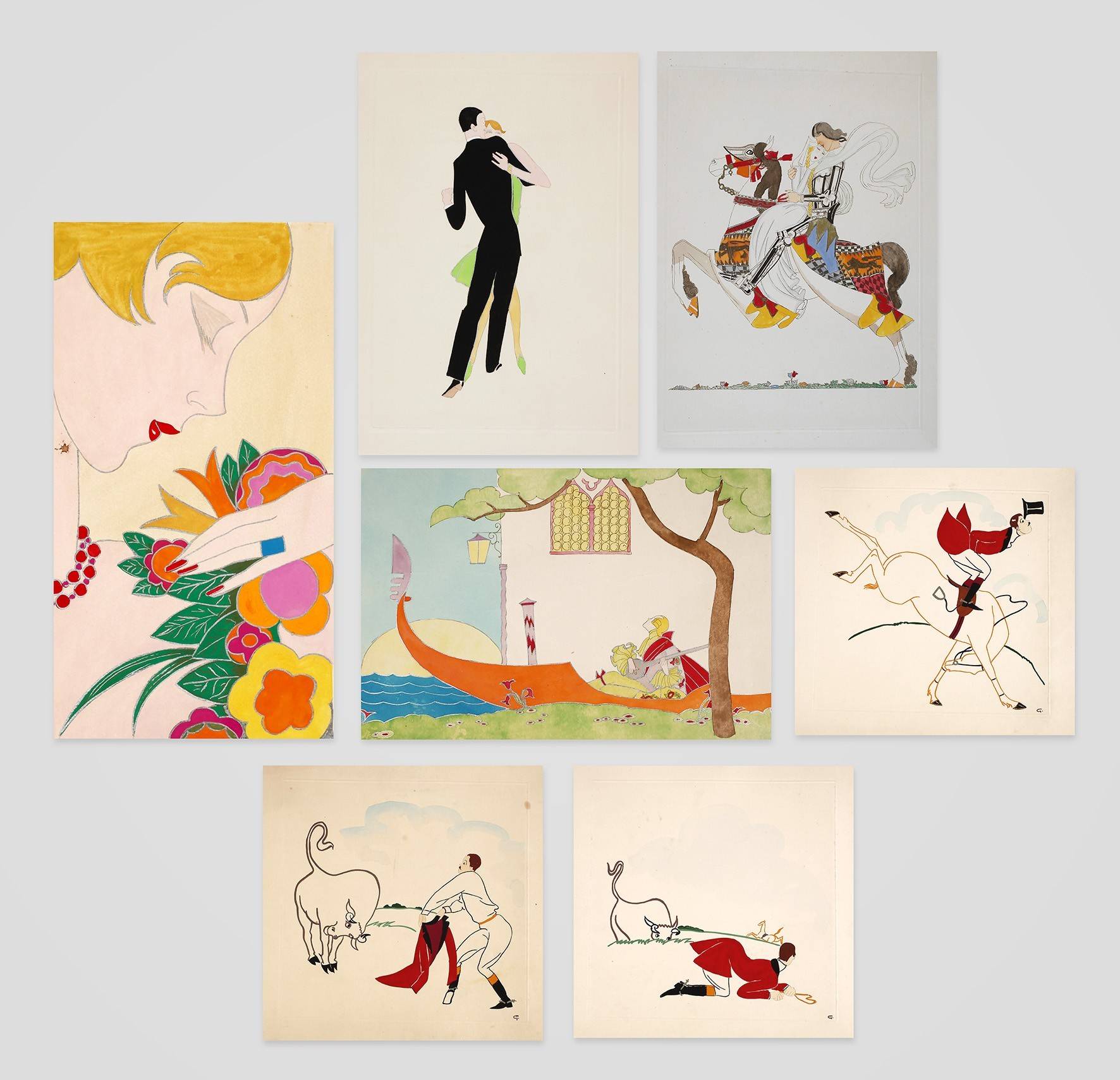 Cesare Bentivoglio, sieben Blatt dekorative Malerei