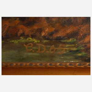 E. Dietzsch, Alm in Hochgebirgslandschaft