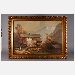 E. Dietzsch, Alm in Hochgebirgslandschaft