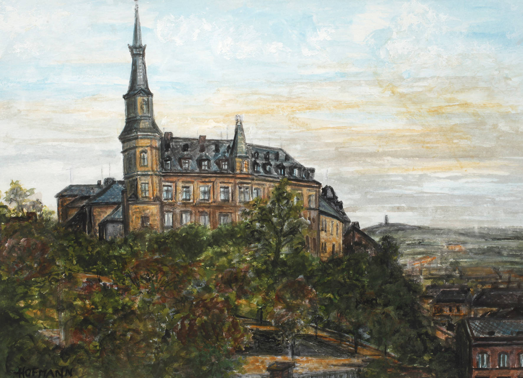 Paul Hofmann, attr., Ansicht des Plauener Hradschins mit Schloss