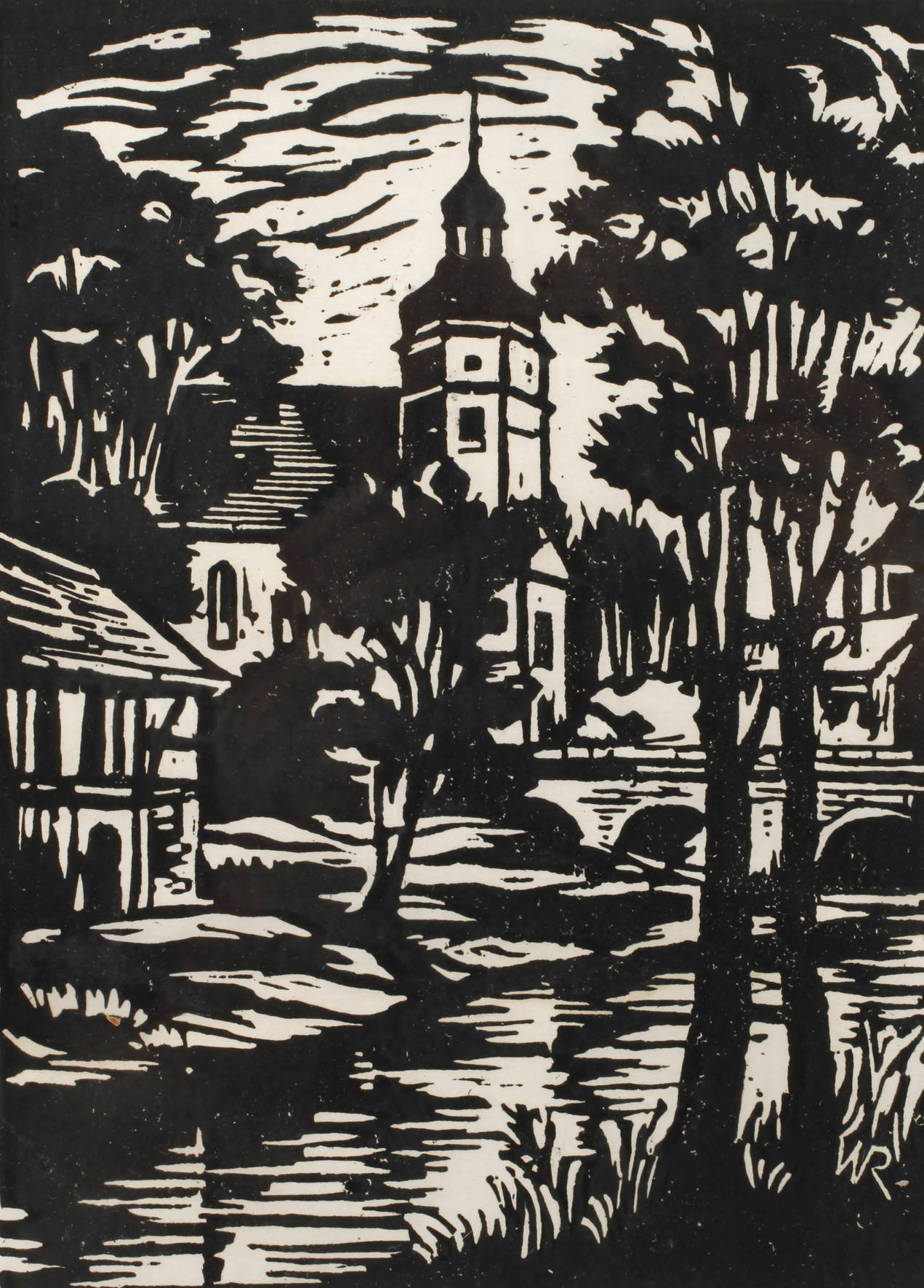 Walter Rahm, ”Kirche u. Brücke in Kürbitz”