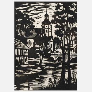 Walter Rahm, ”Kirche u. Brücke in Kürbitz”