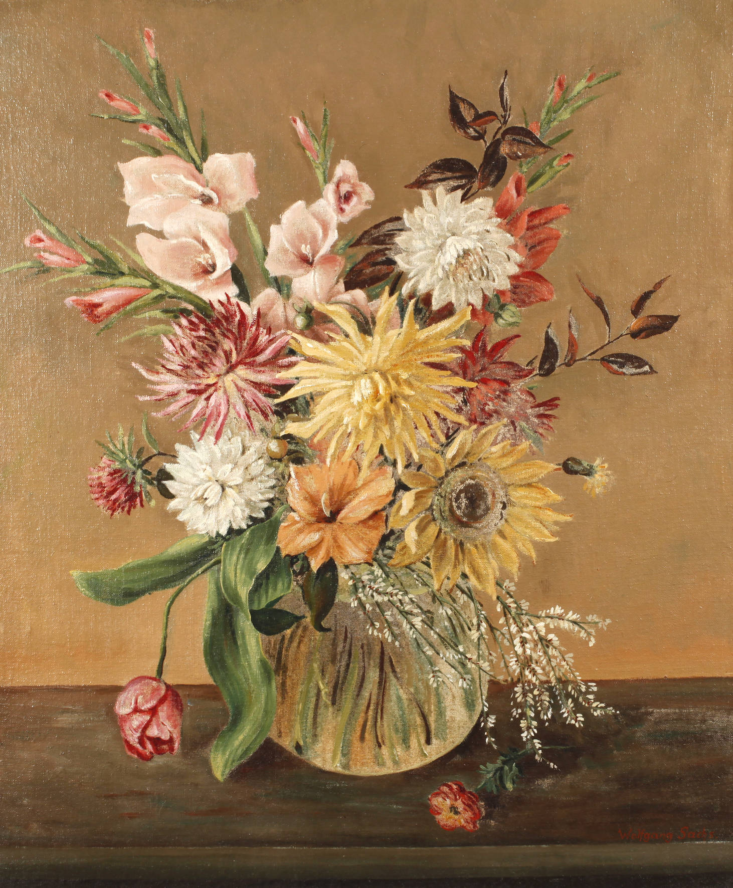 Wolfgang Sachs, Blumenstillleben mit Gladiolen