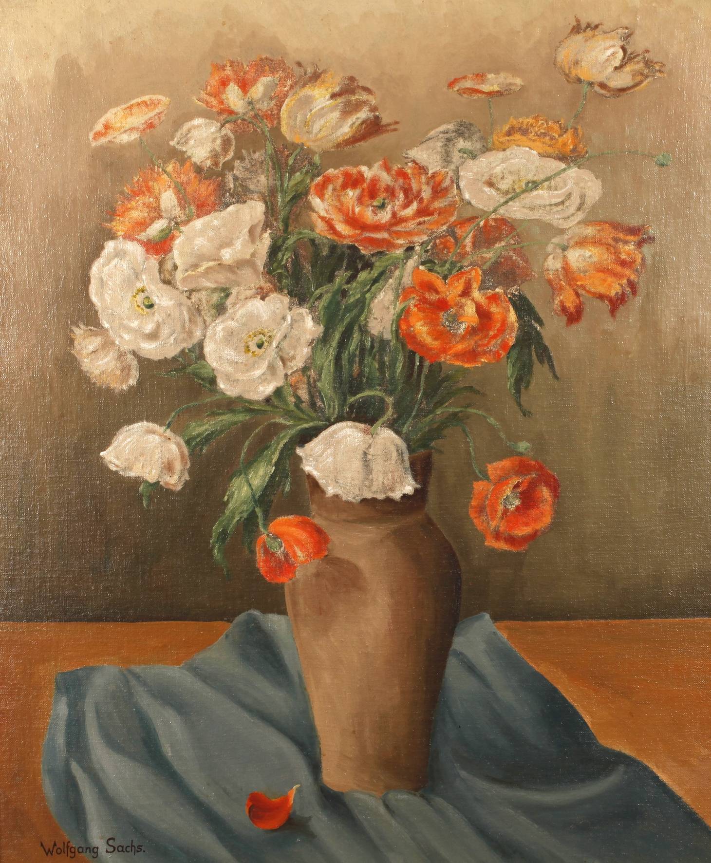 Wolfgang Sachs, Blumenstillleben mit Mohn