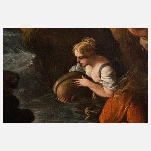Ciro Ferri, attr., ”Moses schlägt Wasser aus dem Felsen”