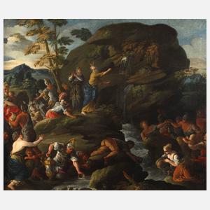 Ciro Ferri, attr., ”Moses schlägt Wasser aus dem Felsen”