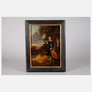 Junger Mann mit Theorbe am See