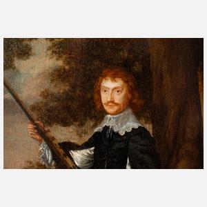 Junger Mann mit Theorbe am See