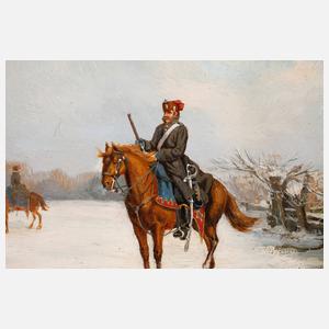 Christian Sell der Jüngere, Husar in Winterlandschaft