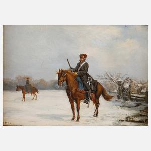 Christian Sell der Jüngere, Husar in Winterlandschaft