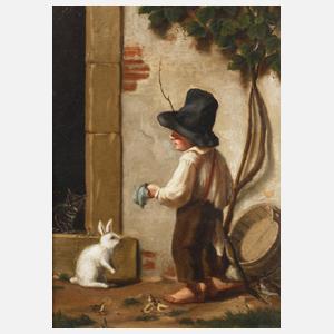 Knabe mit Häschen