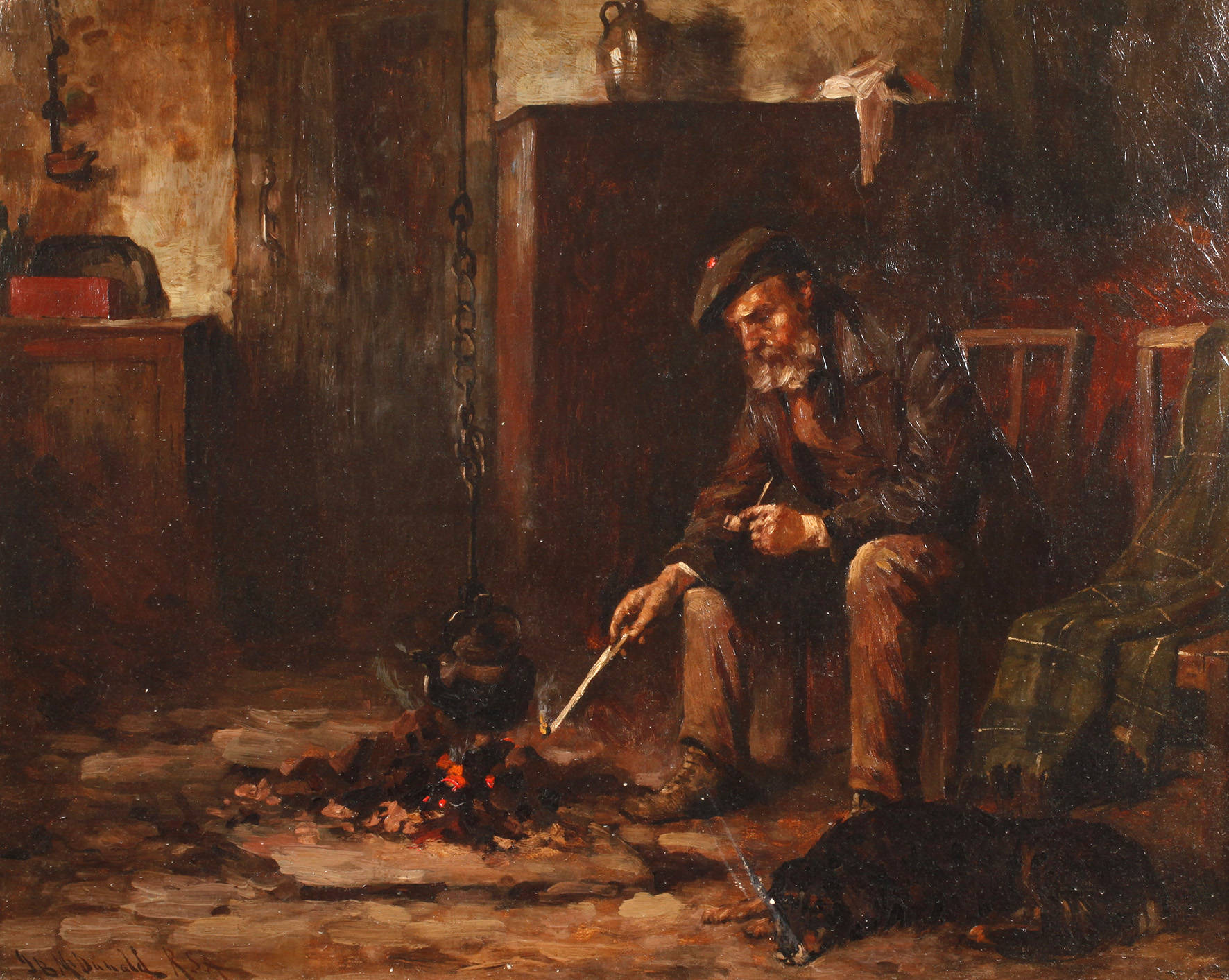 John Blake McDonald, alter Mann an der Feuerstelle