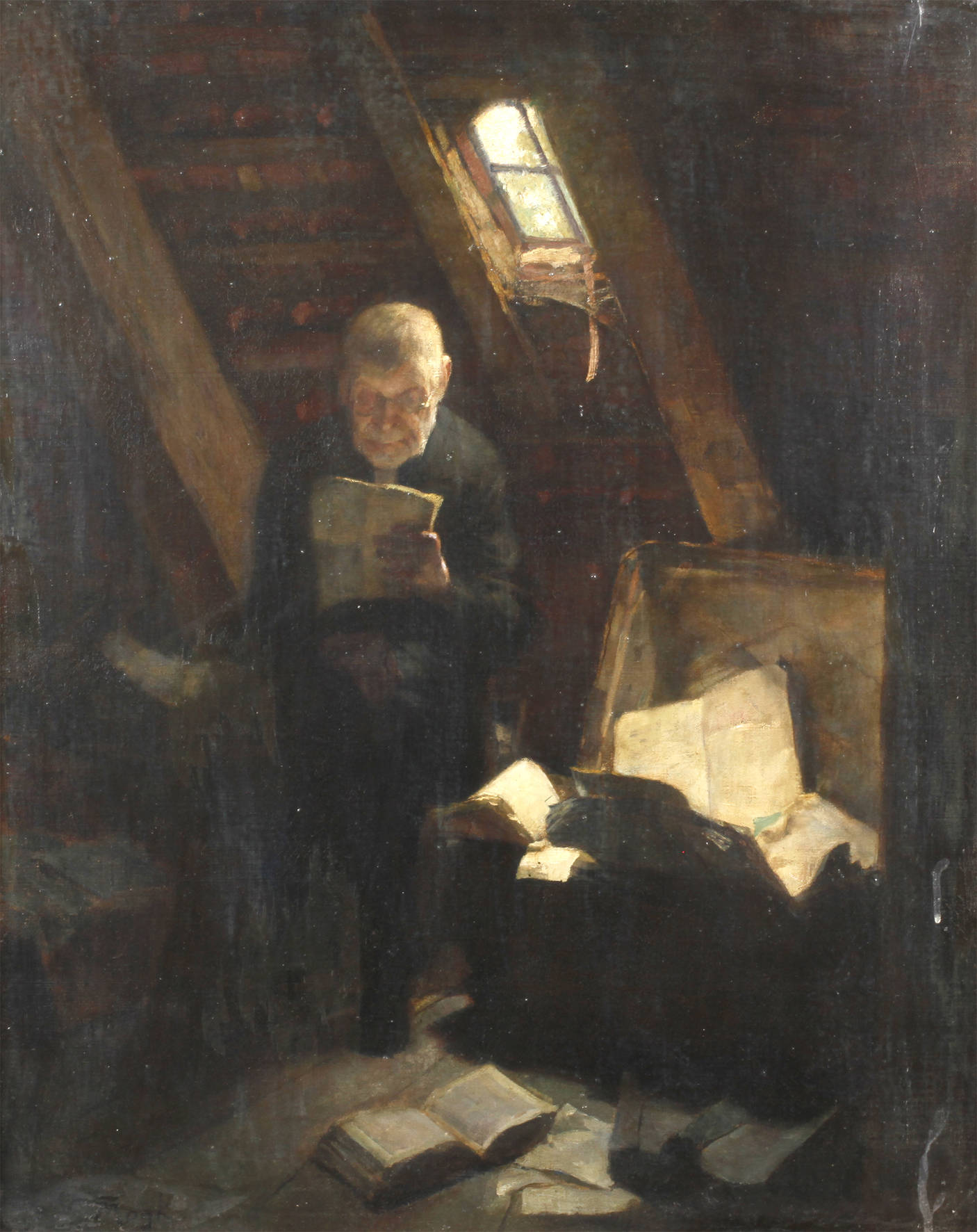 Johannes Mogk, auf dem Dachboden