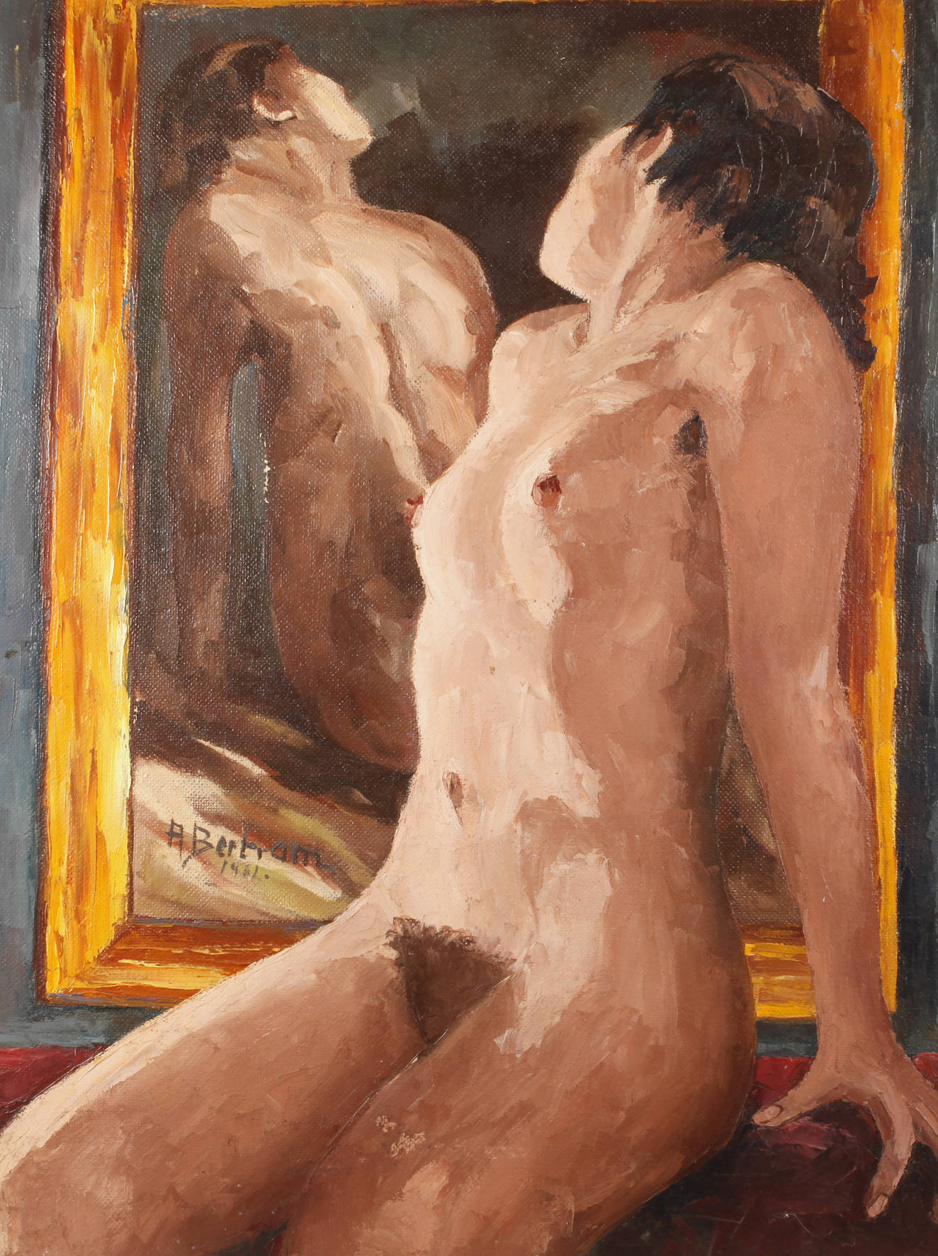 A. Bertram, Damenakt vorm Spiegel