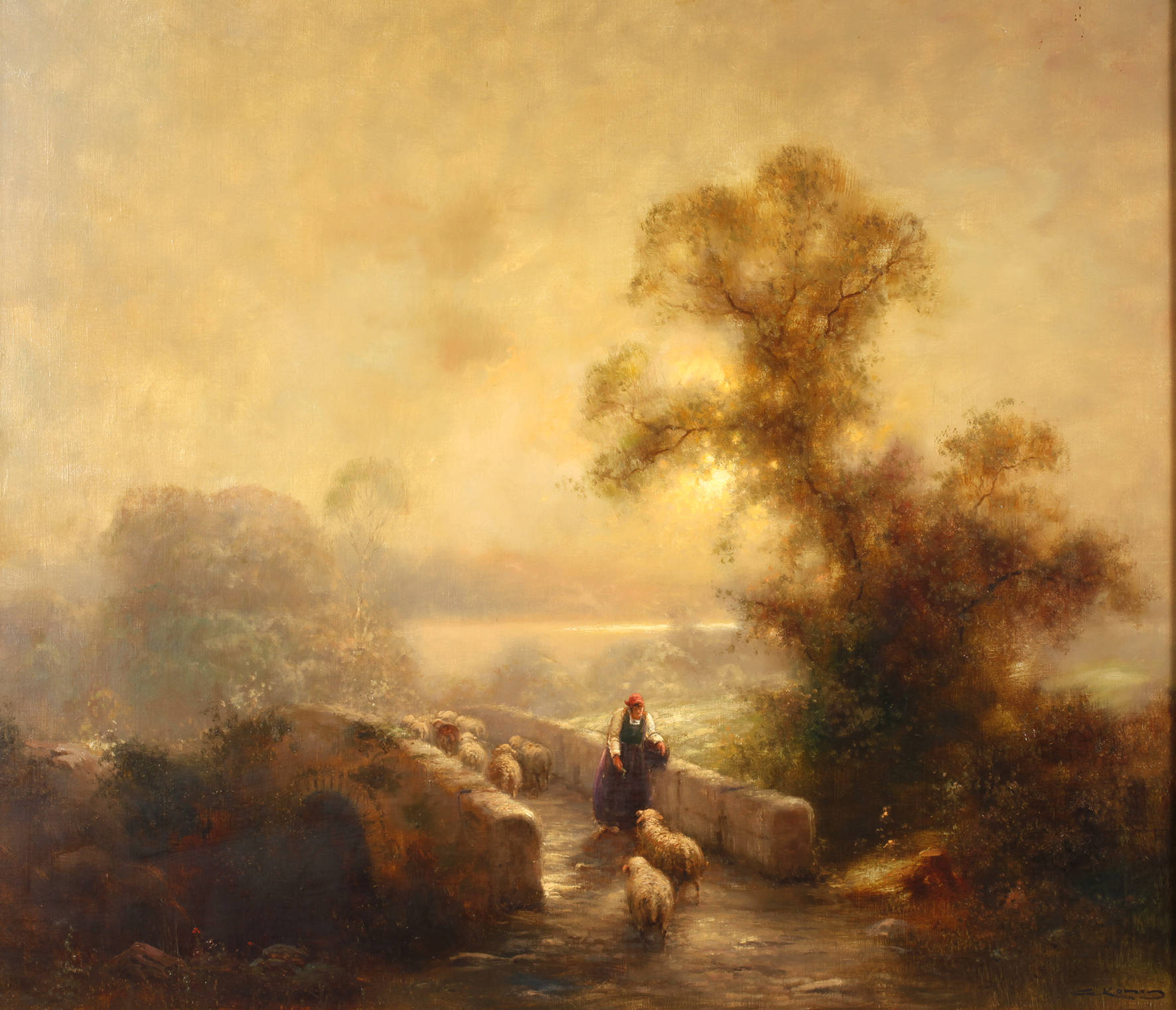 Günter Kessler, pastorale Abendlandschaft