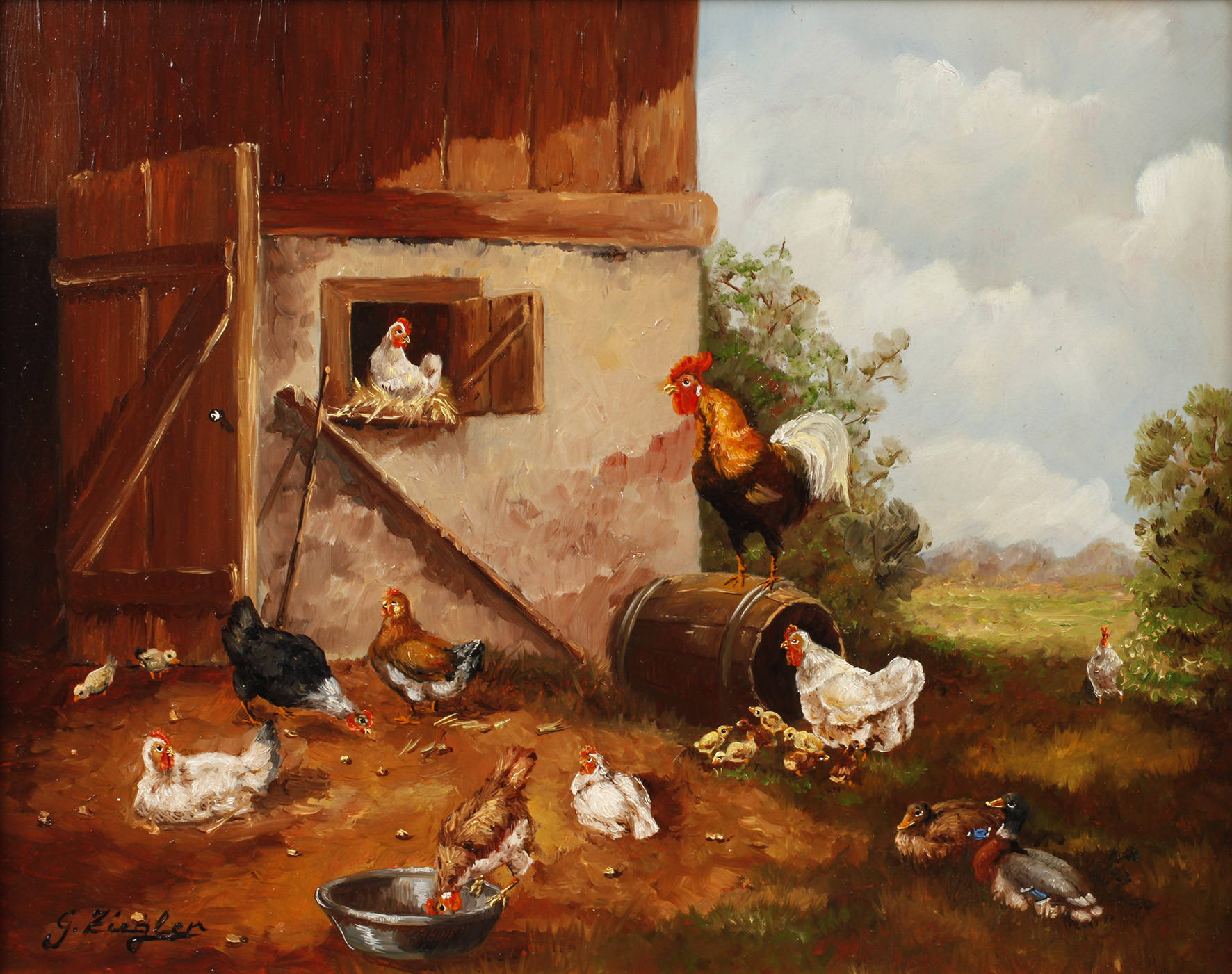 G. Ziegler, sonniger Hühnerhof