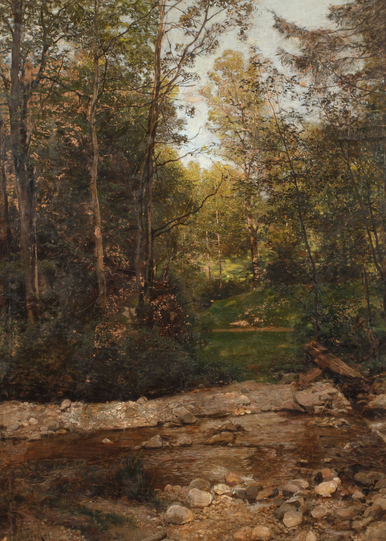 Prof. Paul Flickel, Waldlandschaft mit Bachlauf