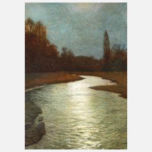 Eduard Kasparides, Flusslandschaft bei Mondschein