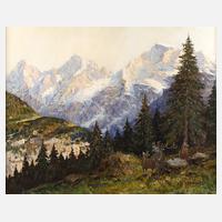 Josef Dederichs, röhrende Hirsche im Gebirge111