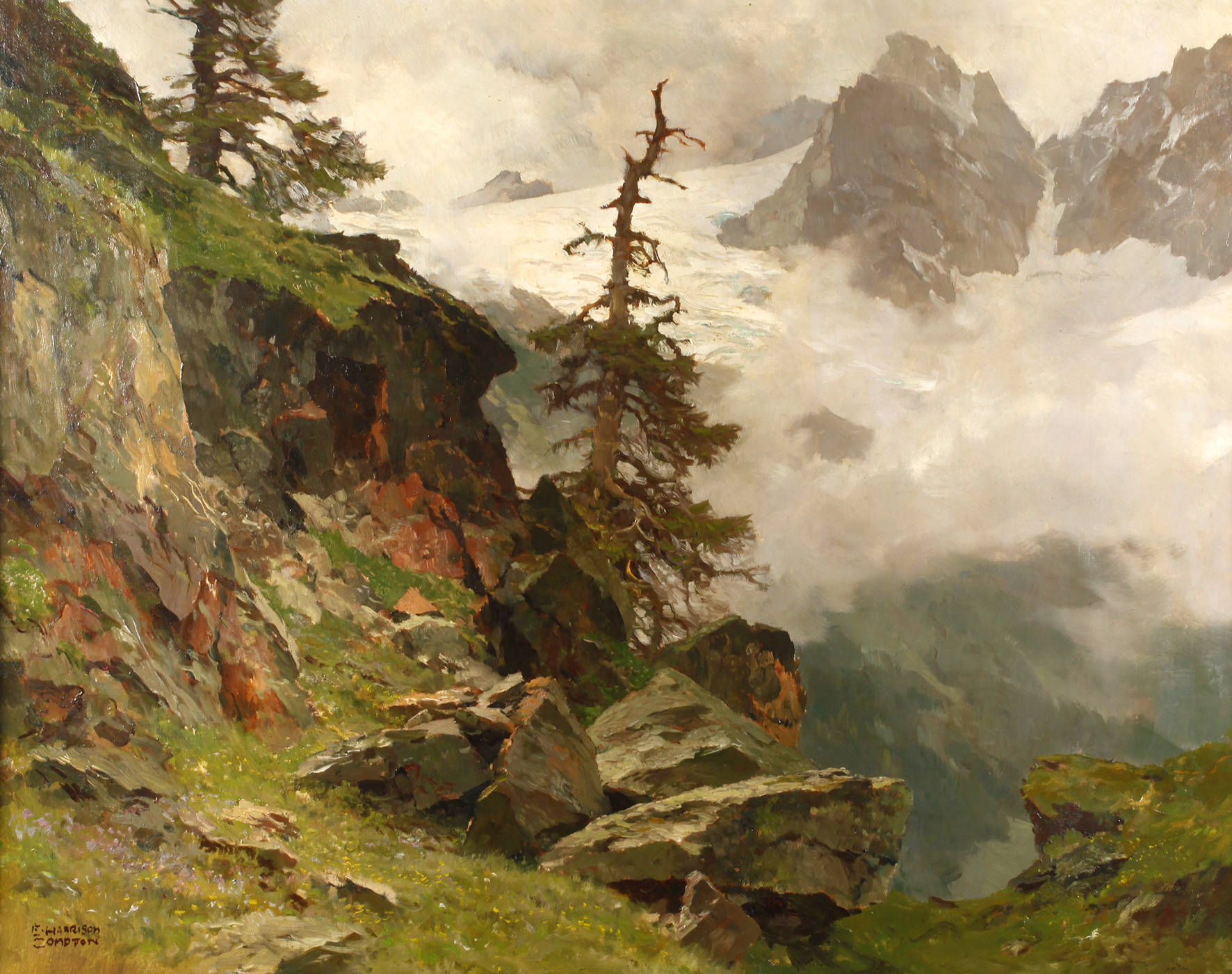 Edward Harrison Compton, sommerliche Hochgebirgslandschaft