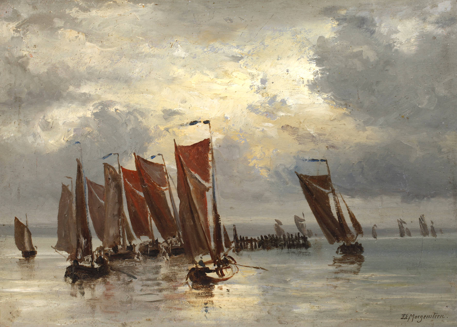 Ernst Morgenstern, Fischerflottille bei Sonnenaufgang