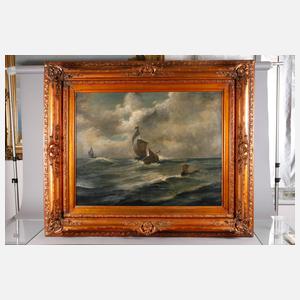 W. Verleger, Boote auf bewegter See