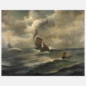 W. Verleger, Boote auf bewegter See