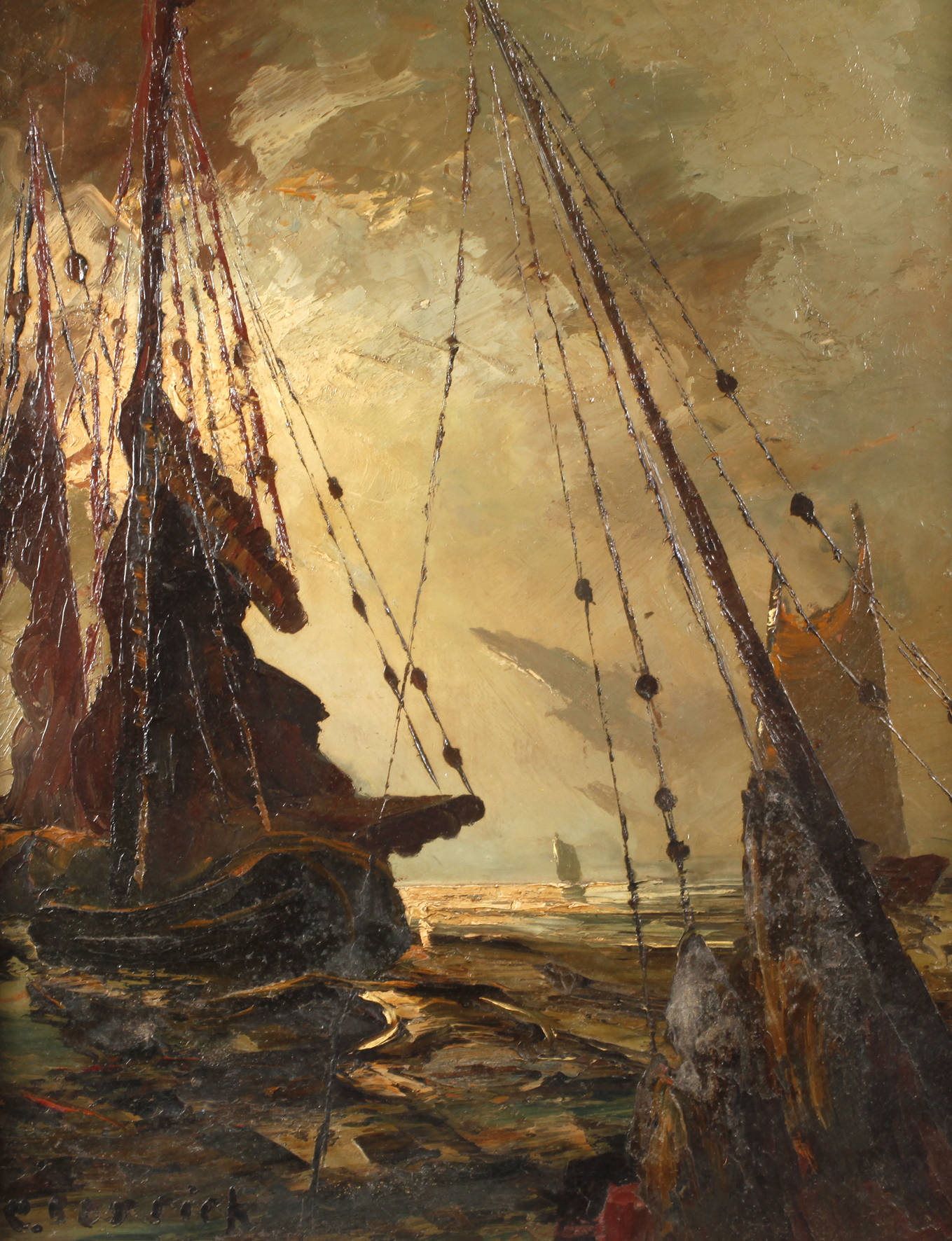 C. Berrick, Segelboote im Abendlicht