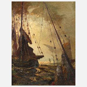 C. Berrick, Segelboote im Abendlicht