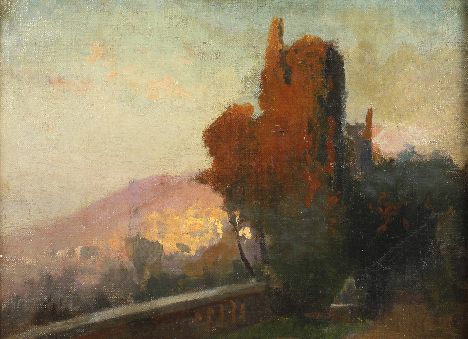 Moritz Erdmann, mediterrane Landschaft im Dämmerlicht