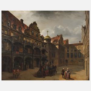Gottfried Pulian, attr., kleiner Schlosshof der Dresdner Residenz