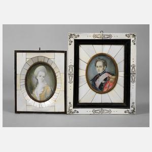 Zwei Elfenbeinminiaturen