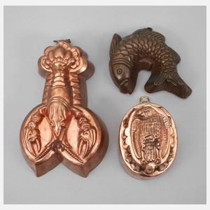 Drei Kupferformen