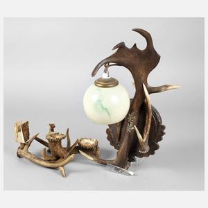 Wandlampe und Rauchset Geweih
