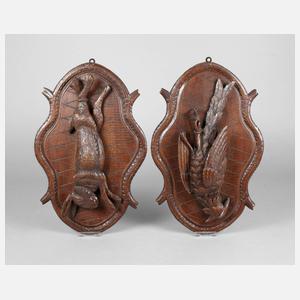 Paar jagdliche Wandplatten