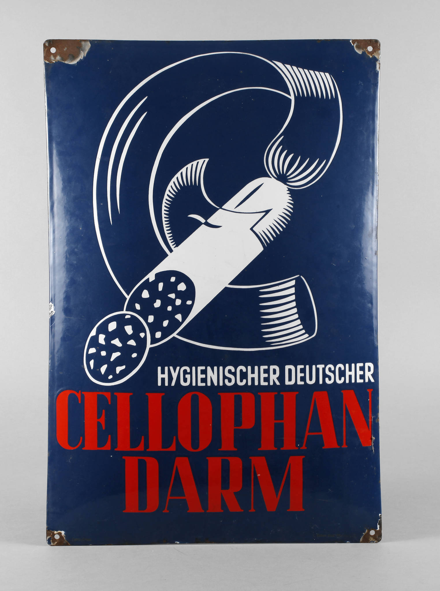 Emailschild Cellophan Darm