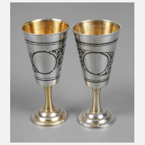 Russland zwei Schnapsbecher Silber