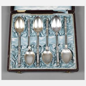 Sechs Silberlöffel im Etui