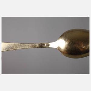 Russland sechs emaillierte Löffel und Zuckerzange