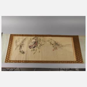 Zwei Rollbilder und Thangka