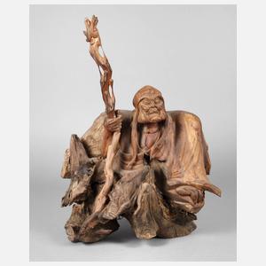 Große Teakholz-Plastik