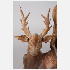 Große Teakholz-Plastik