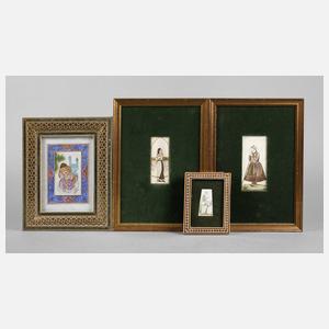 Vier Elfenbeinminiaturen