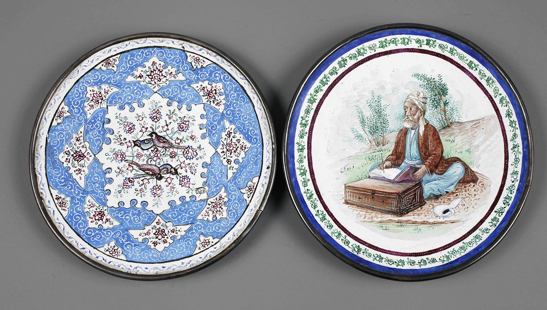 Zwei Zierteller Email