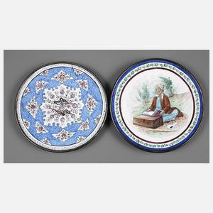 Zwei Zierteller Email