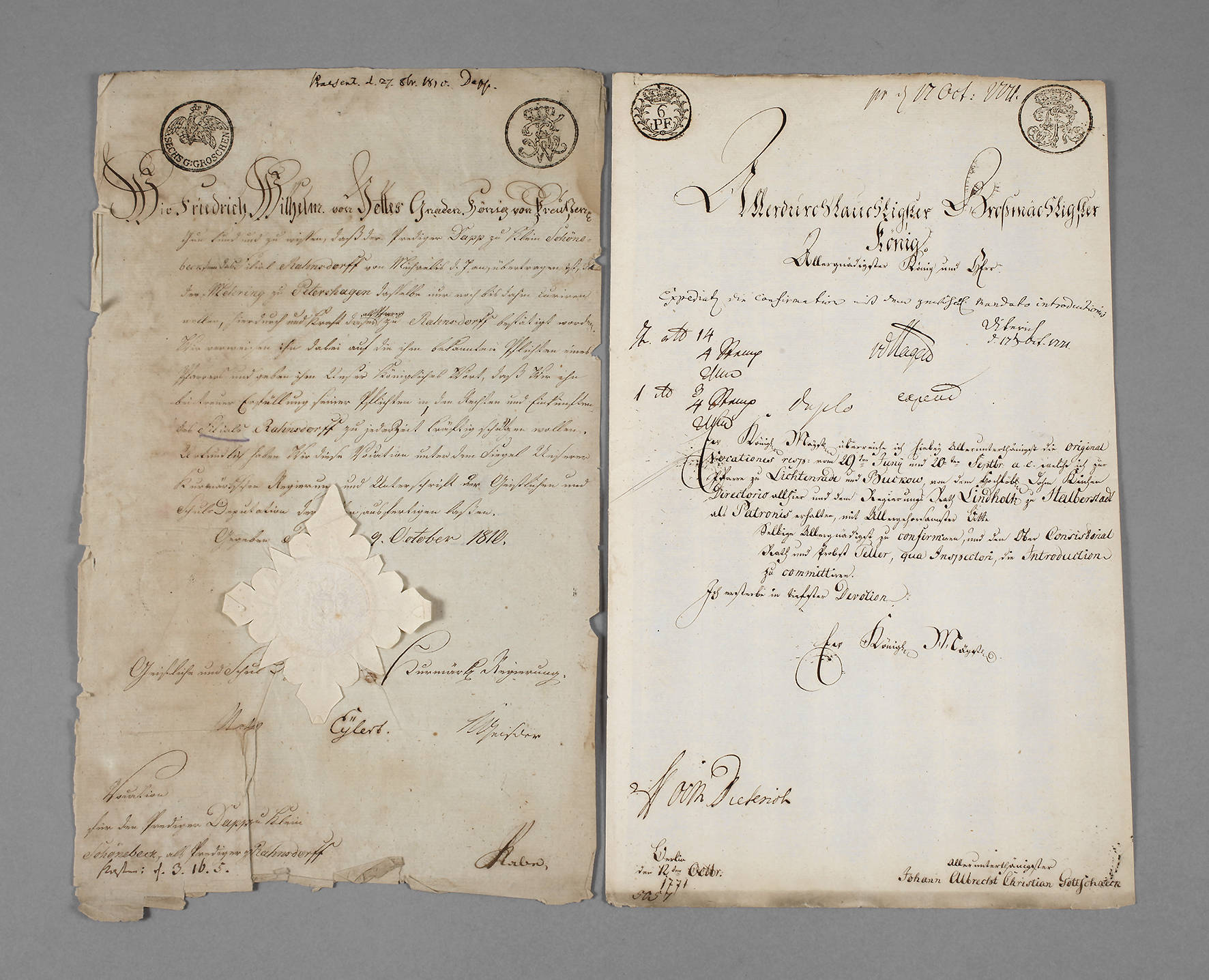 Zwei Urkunden Preussen