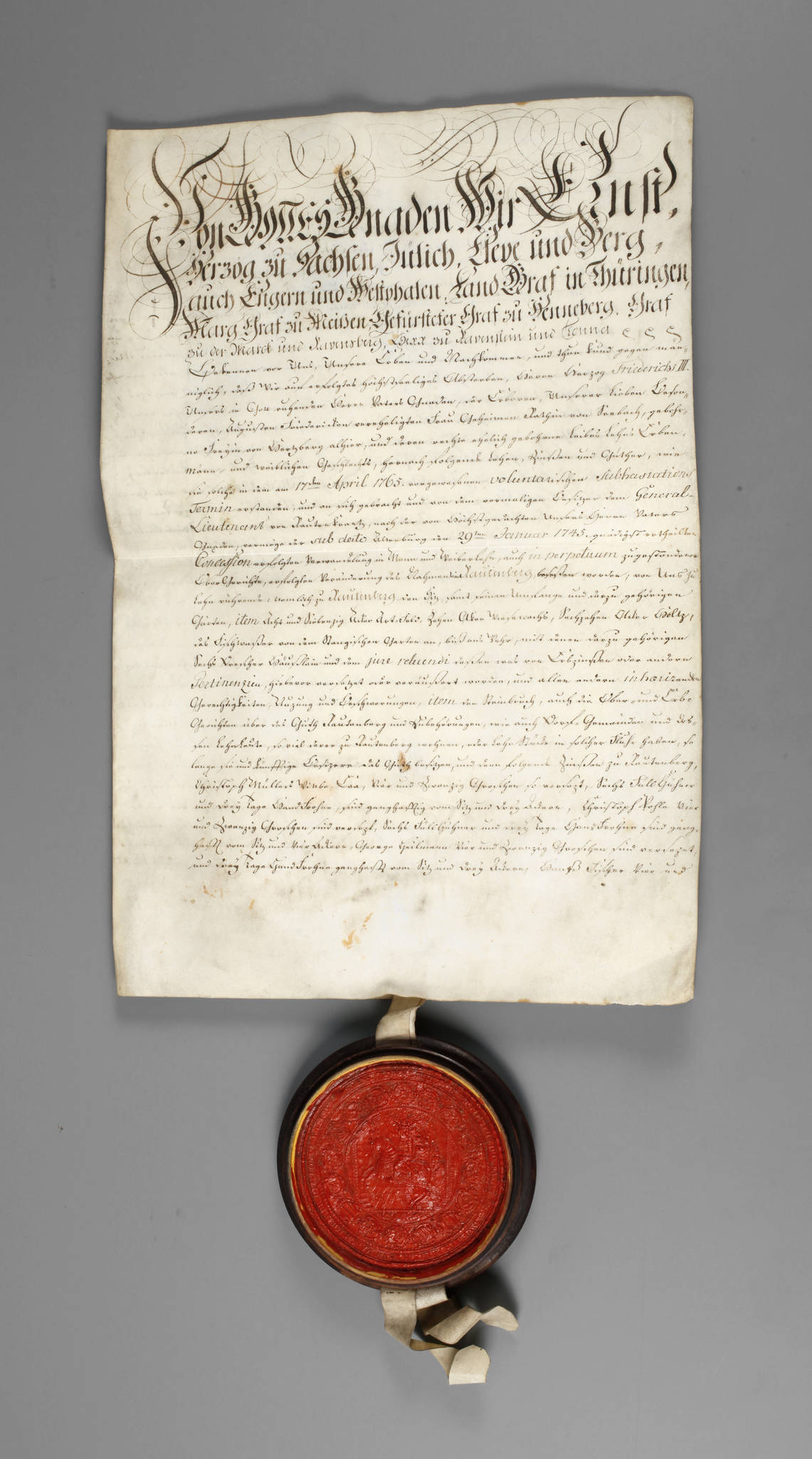 Urkunde Herzog Ernst zu Sachsen