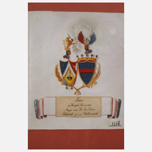 Zwei Alianzwappen Wallmenich/Schmidt